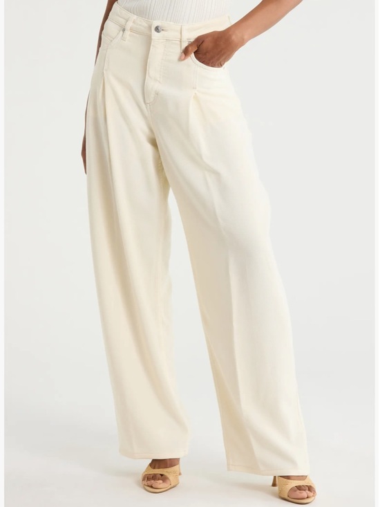 Boss Pants - White Slouchy Pleated Denim Pants